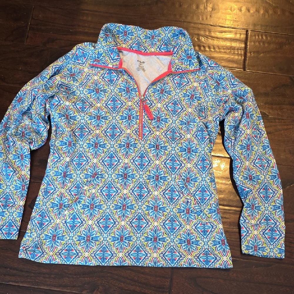 Rafaella Blue and Yellow Patterned Sweatshirt